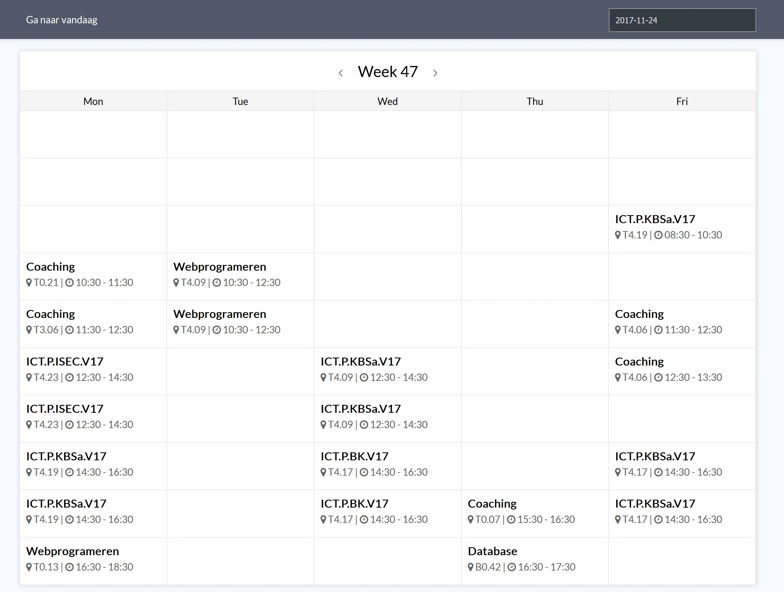 Originele projectafbeelding van Lesrooster site en app